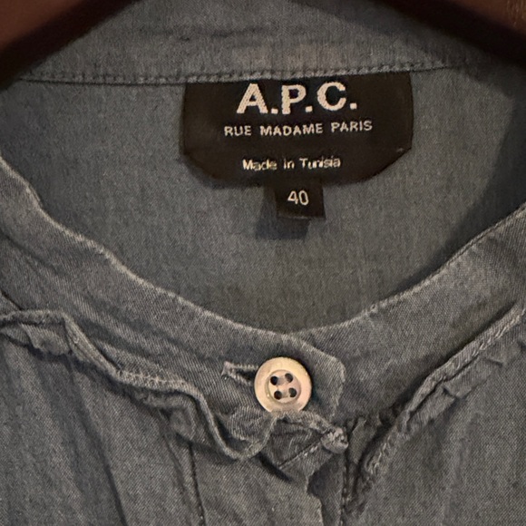 A.P.C Polly Long Sleeve Blouse Indigo Denim - Picture 8 of 9